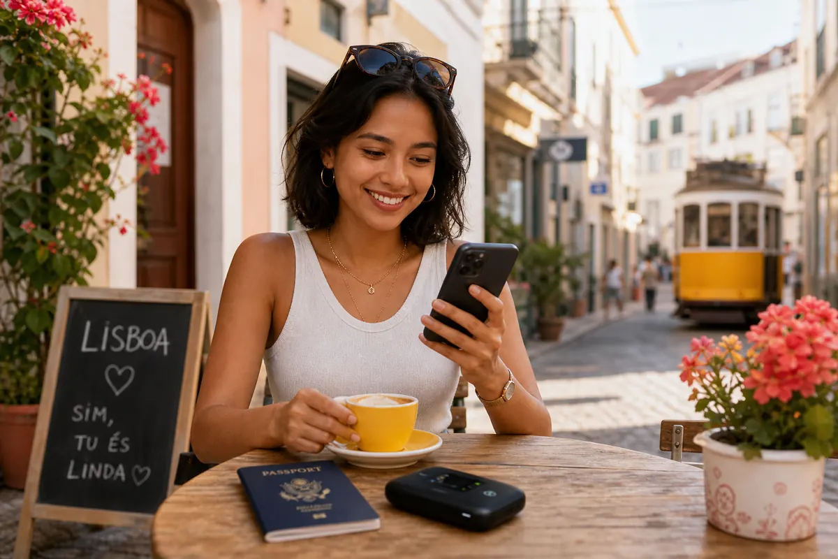 Travel internet options: passport, pocket WiFi, and smartphone in Portugal.