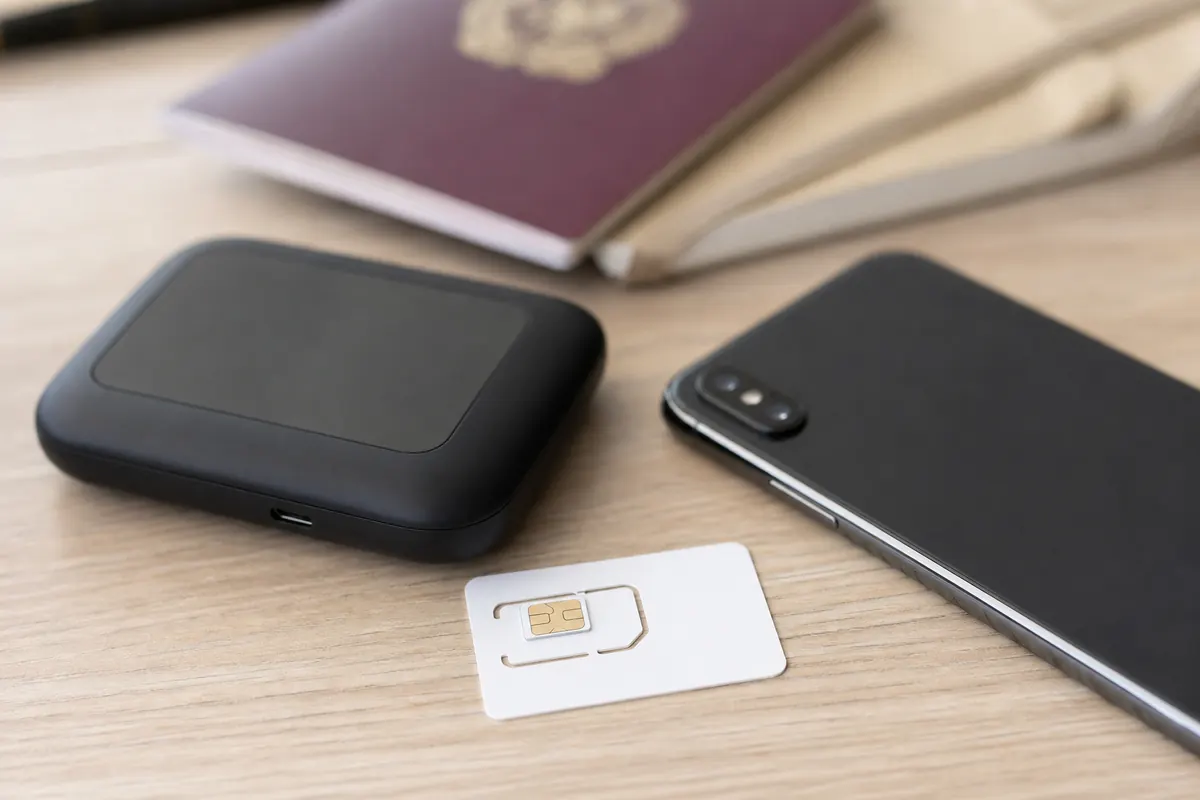 Relaxed traveler in Australia using an affordable eSIM on his smartphone.