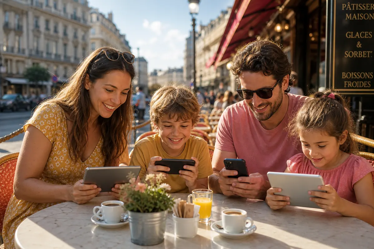 Pocket WiFi device and smartphone on a table during vacation.